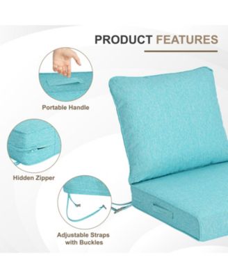 21x21 Inch Outdoor Deep Seat Cushion Set with Adjustable Straps and Waterproof