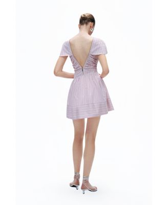 Women's Striped Mini Dress with Zipper Detail