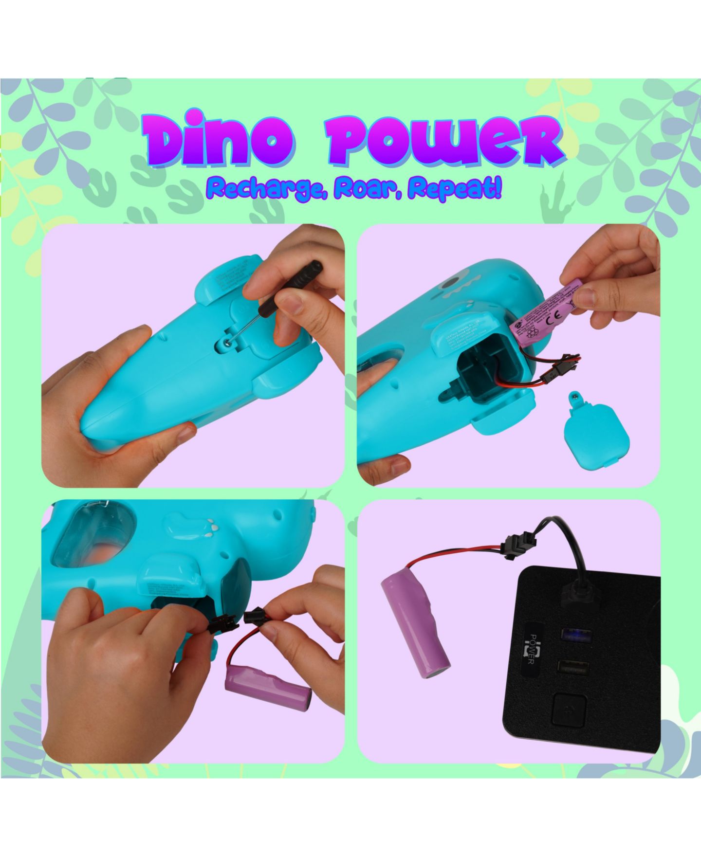Детские игрушки USA Toyz Soak-A-Saurus T-Rex Electric Rechargeable Water Blasters, Ages 3+, 2-Pack — фото 3