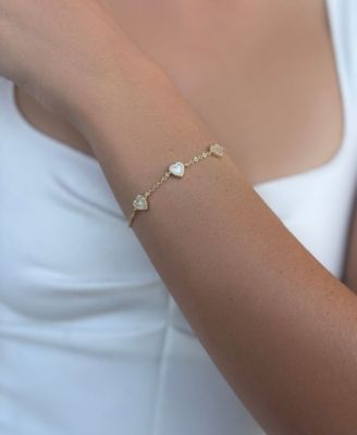 Gold Mother of Pearl Mini Halo Heart Bracelet
