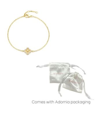 Gold Cubic Zirconia Button Clover Halo Bracelet