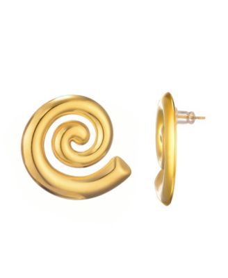 Tarnish Resistant Gold Swirl Statement Stud Earrings