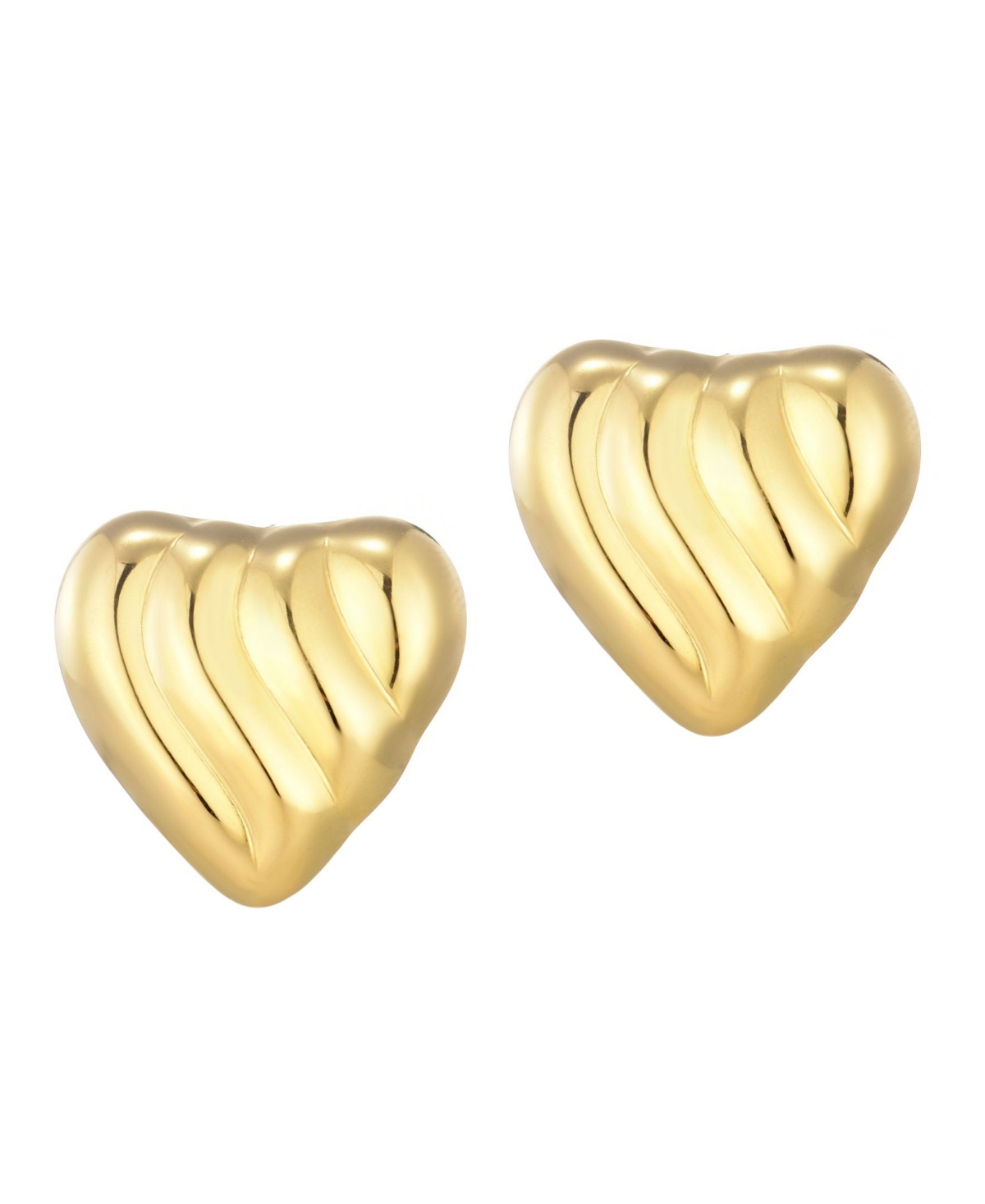 Stainless Steel Heart Statement Stud Earrings - Silver