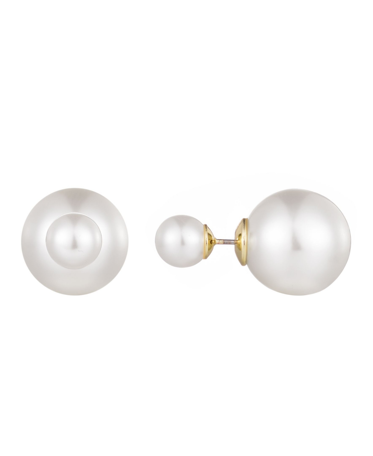 Cultivated Pearl Double Sided Stud Earrings - White