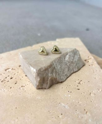 Gold Puffy Mini Halo Heart Stud Earrings