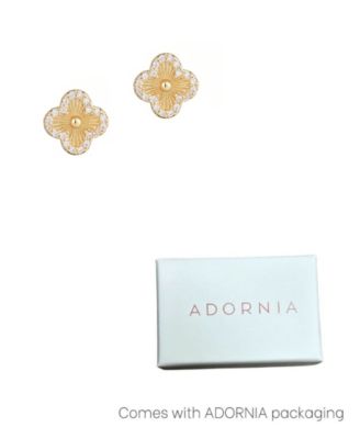 Button Clover Cubic Zirconia Halo Stud Earrings