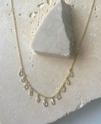 Gold Crystal Multi Shape Dangle Necklace