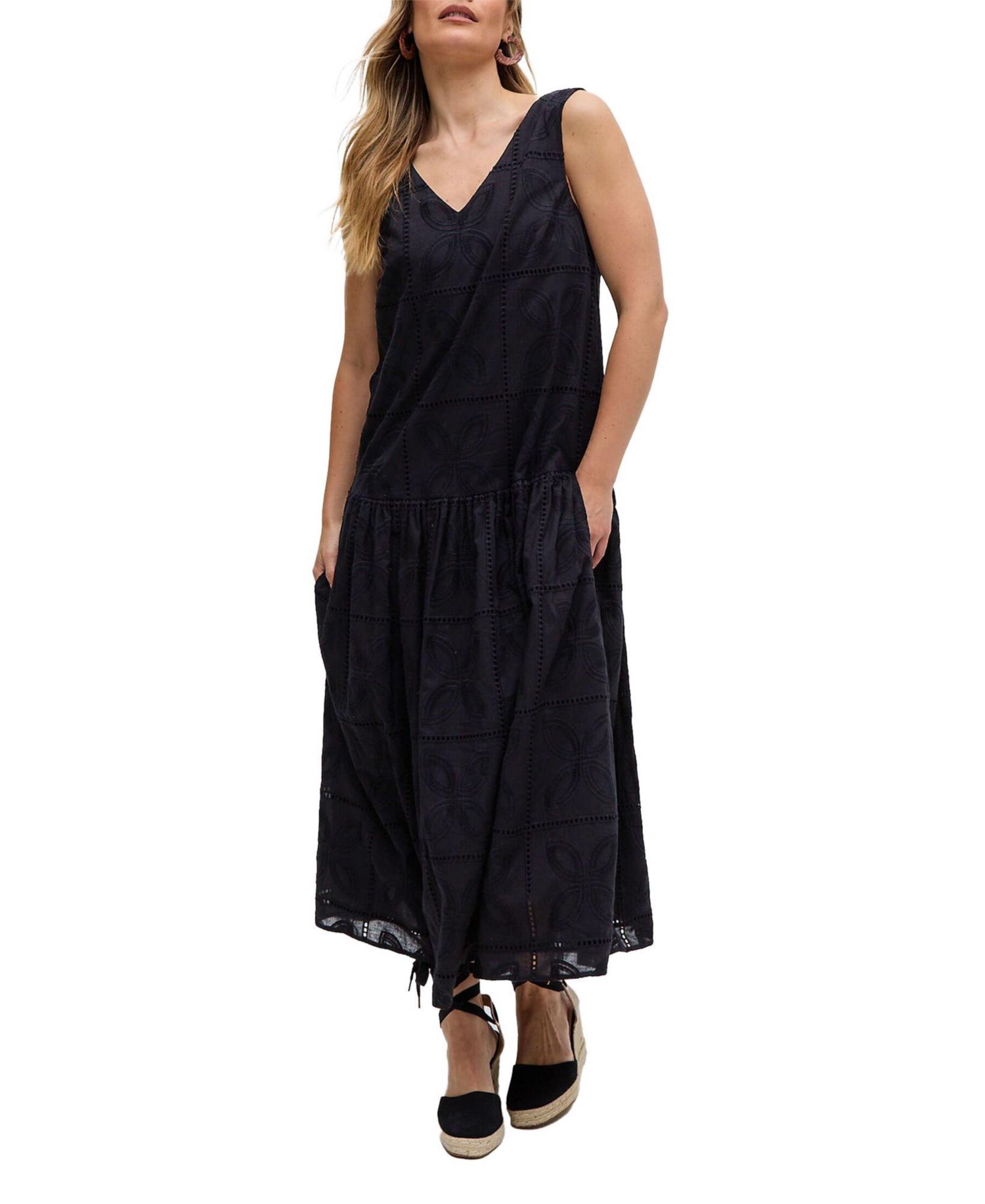 Women's Squire All Over Cut Work Drop Waist Midi Dress