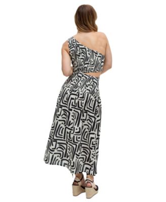 Women's Jazz Jersey One Shoulder Warhol Print Midi Dress