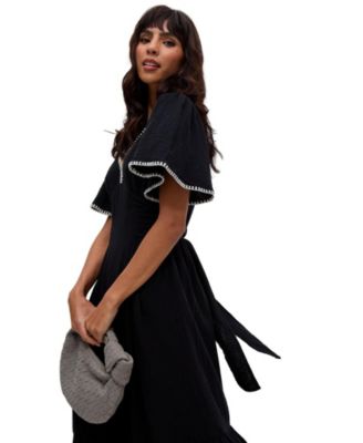 Women's Delilah V-Neck Front Tie Midi Dress