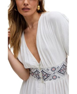 Women's Sally Ann Button Down Embroidery Maxi Dress