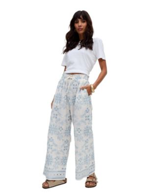 Women's Cherice Wide leg All Over Embroidered Trouser
