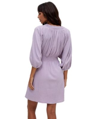 Women's Soipoi Ruched V-Neck Midi Dress