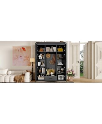 Hall Tree with Bench 3 Hooks Cabinet Drawer & Shelves