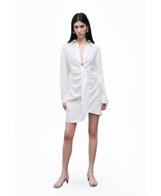Women's Linen Mini Dress with Accessory Detail