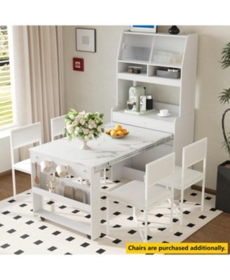 Compact Buffet Hutch Foldable Table Storage