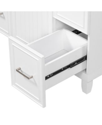 36" Solid Wood & Ceramic Hairdryer Drawer Bathroom Vanity with Soft-Close Doors