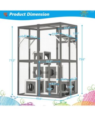 Outdoor Wooden Cat Catio - Large Grey