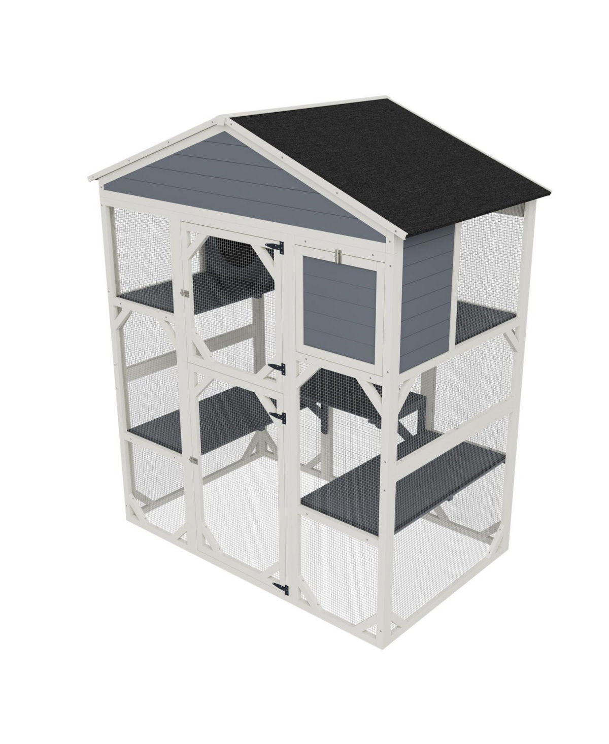 Streamdale Furniture Gray Wooden Catio Outdoor Cat House