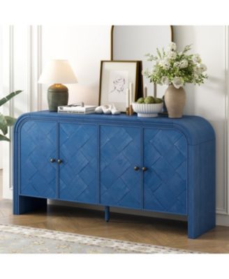 Woven Wood Slat Door Sideboard