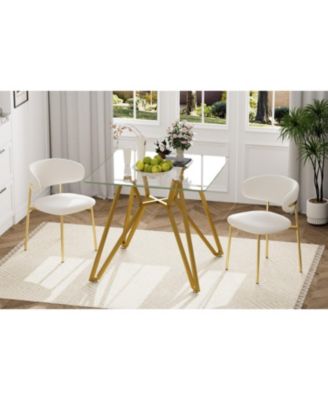 35.4" Square Glass Dining Table - Gold