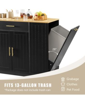 53"W Drawers, Spice Rack, Tilt-Out Trash Bin, Adjustable Shelves Kitchen Island