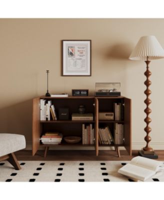 Farmhouse TV Console Stand with Doors and Shelves