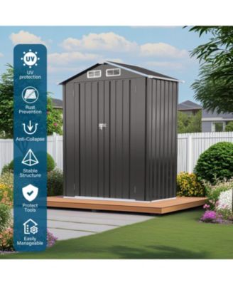 5x3 FT Metal Outdoor Storage Shed, Gray