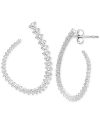 Diamond Spiral Open Hoops Earrings (1-1/2 ct. t.w.) in 14k White Gold or 14k Yellow Gold, Exclusively at Macy's