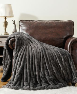 Luxurious Reversible Rabbit Faux Fur Throw, 50" x 60"