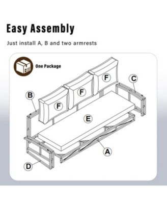 69" Wicker Porch Swing with Cushions & Chains