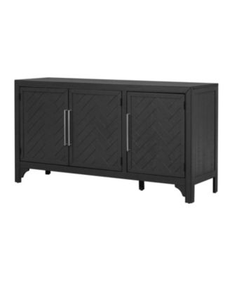 Pine Veneer & MDF 3 Doors, Adjustable Shelves Sideboard Storage Cabinet