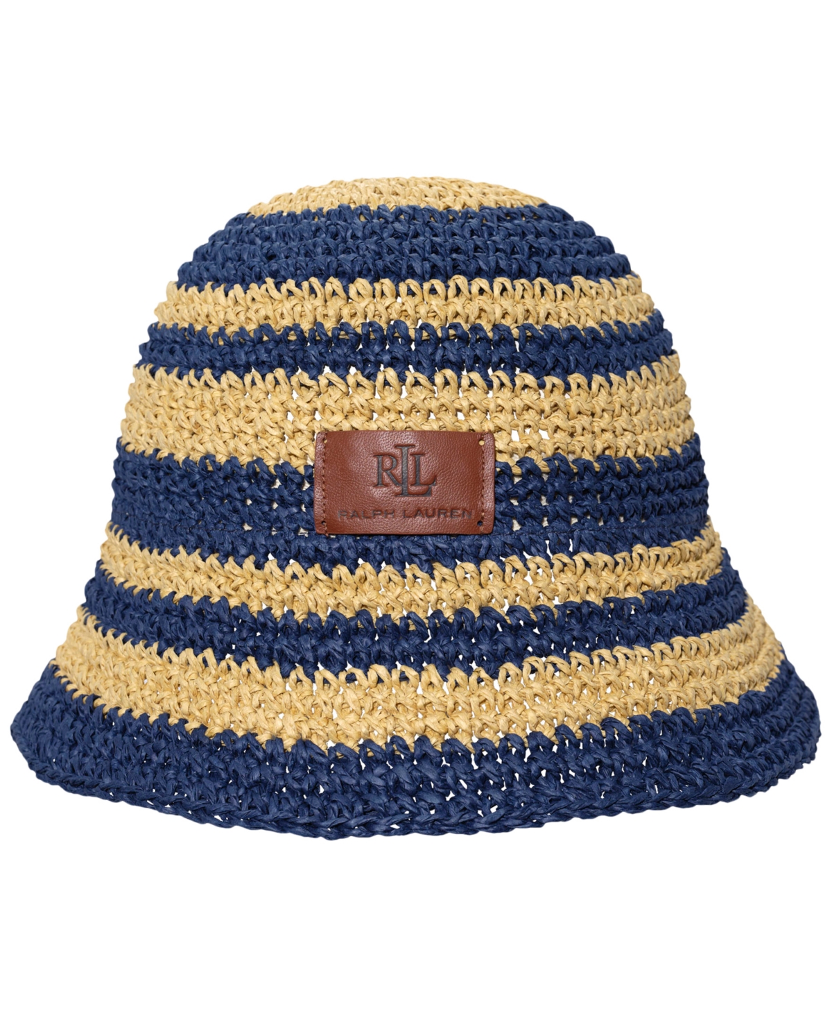 Stripe Crochet Bucket Hat - Natural/Navy