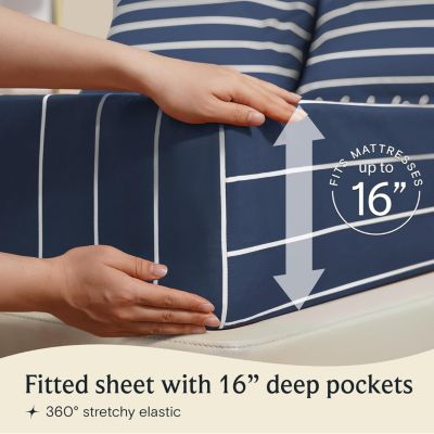 4-PC Striped Silky Soft Cooling Deep Pocket Sheet Set, King