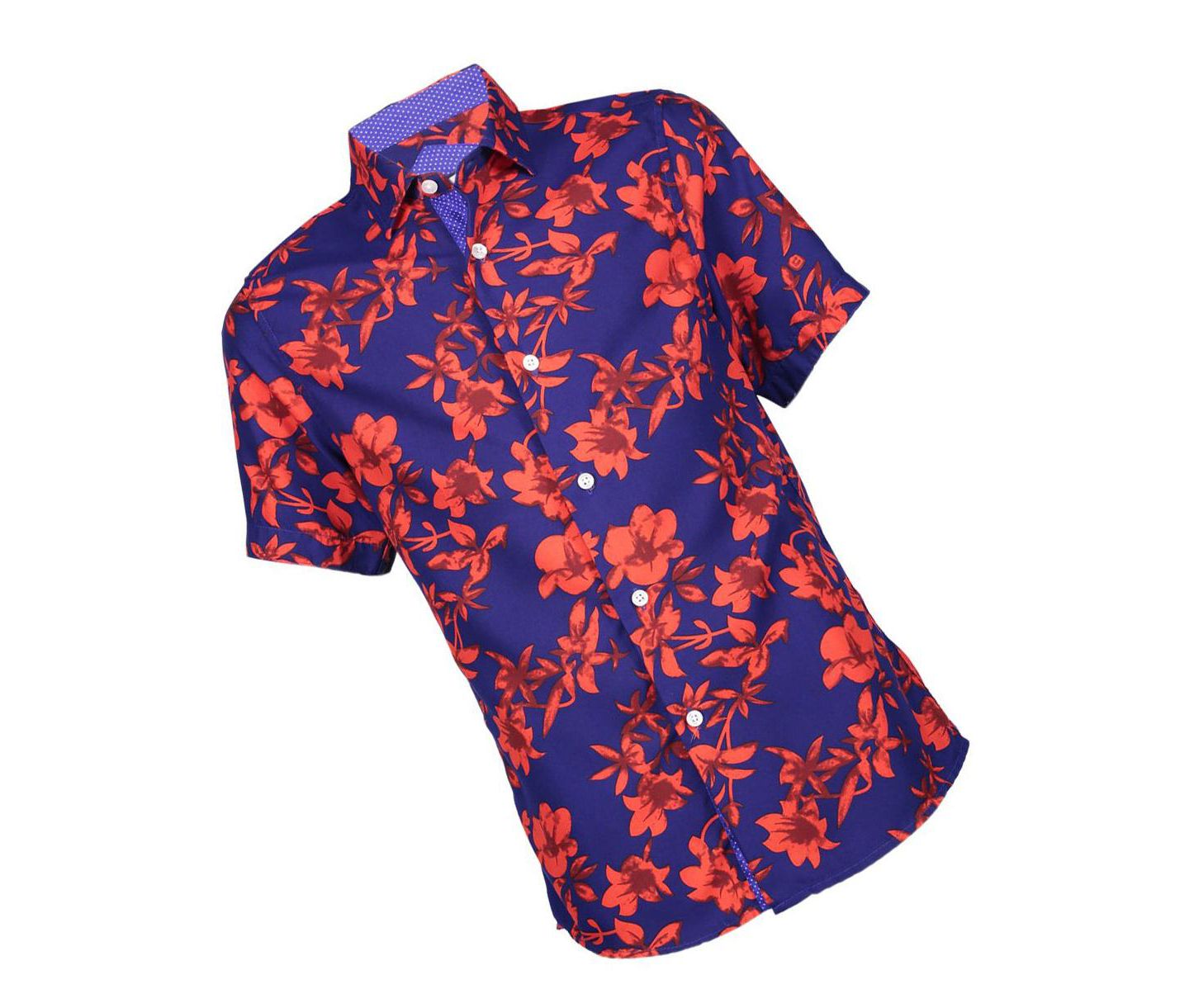 Рубашка Elie Balleh Navy Floral Short Sleeve Button Down Shirt для мальчиков, цвет: Тёмно-синий — фото 2
