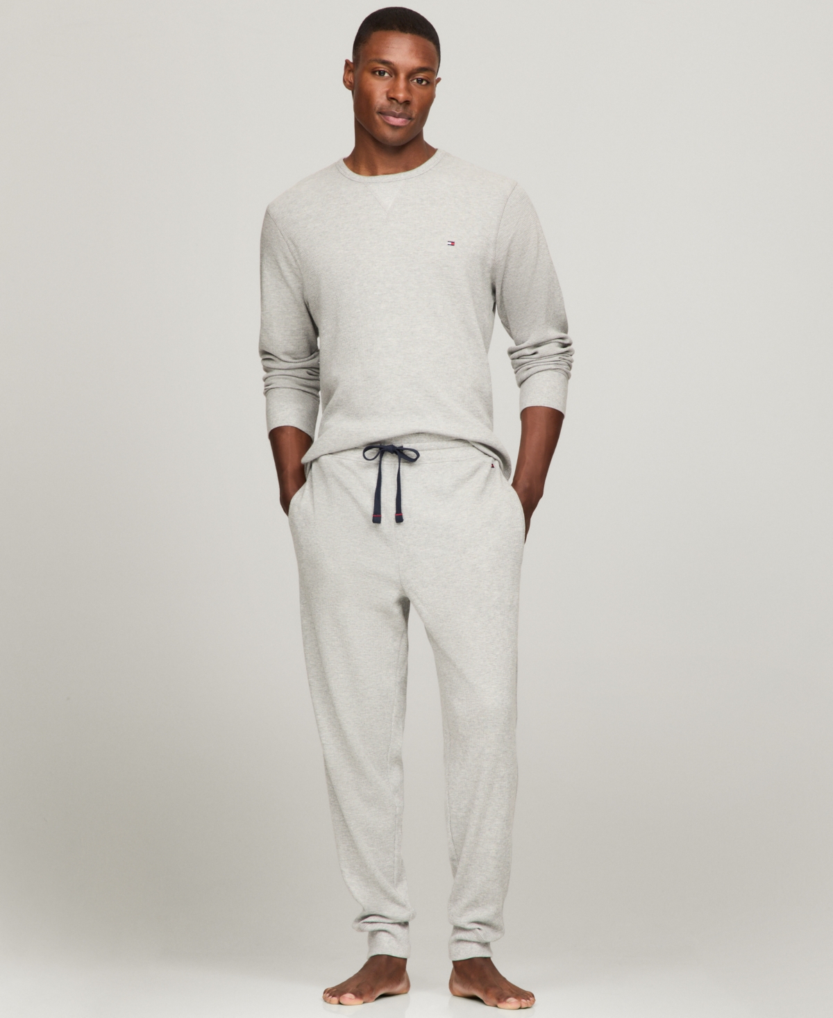 Men's Classic-Fit Waffle-Knit Thermal Pajama Joggers - Navy
