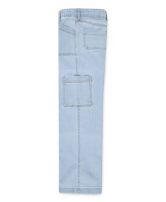 Girls High Rise Wide Leg Utility Jeans