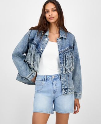 ジャケット・アウター ALEXIA STAM Fringe Hem Denim Jacket S ALEXIA STAM Fringe Hem Denim Jacket S