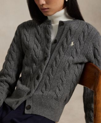 Women's Cable-Knit Wool-Cashmere Cardigan Sweater