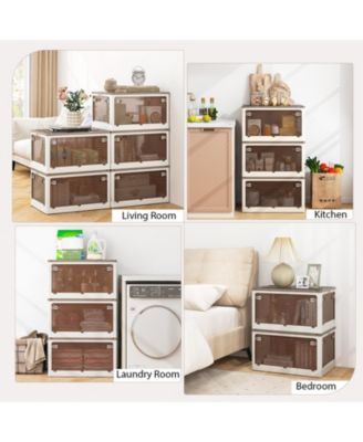 3-Pack Stackable Storage Bins with Lids with 5 Opening Ways