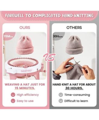 48-Needle Pink Knitting Machine | 1-Touch Knitting for Scarves, Hats & Sweaters | Beginner & DIY Friendly | Includes Tutorial & Tools