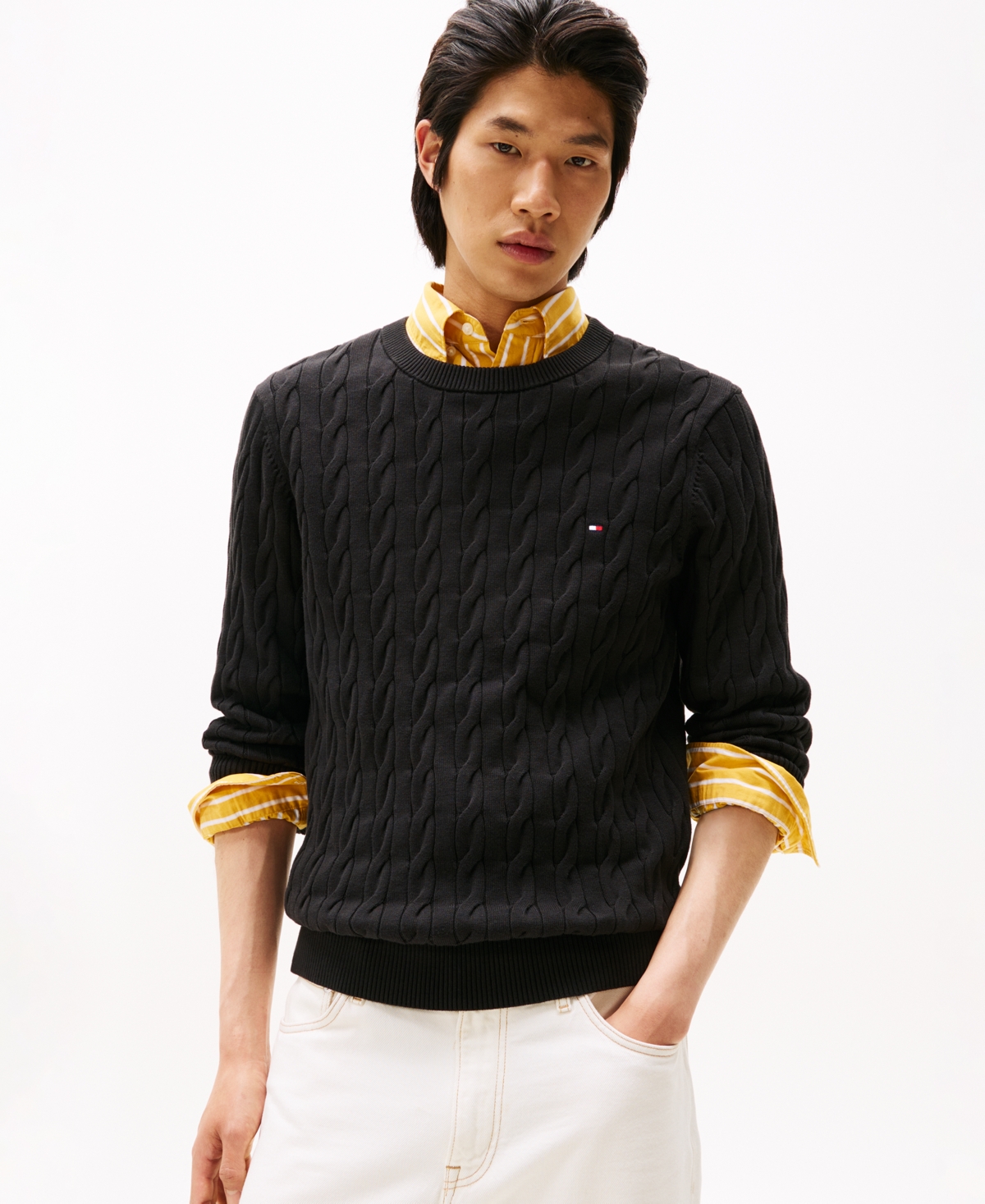 Tommy Hilfiger Men's Classic Cable Crewneck Sweater
