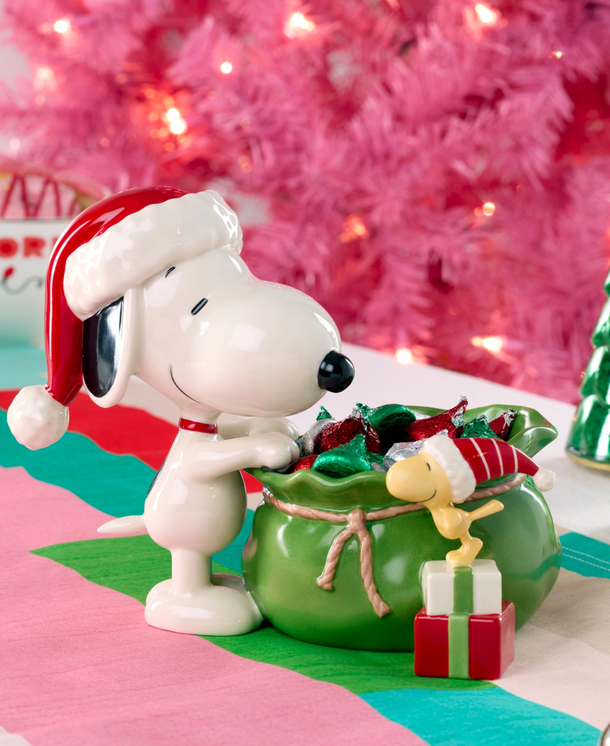 Lenox Snoopy Christmas Santa Sack Candy Bowl In Multi