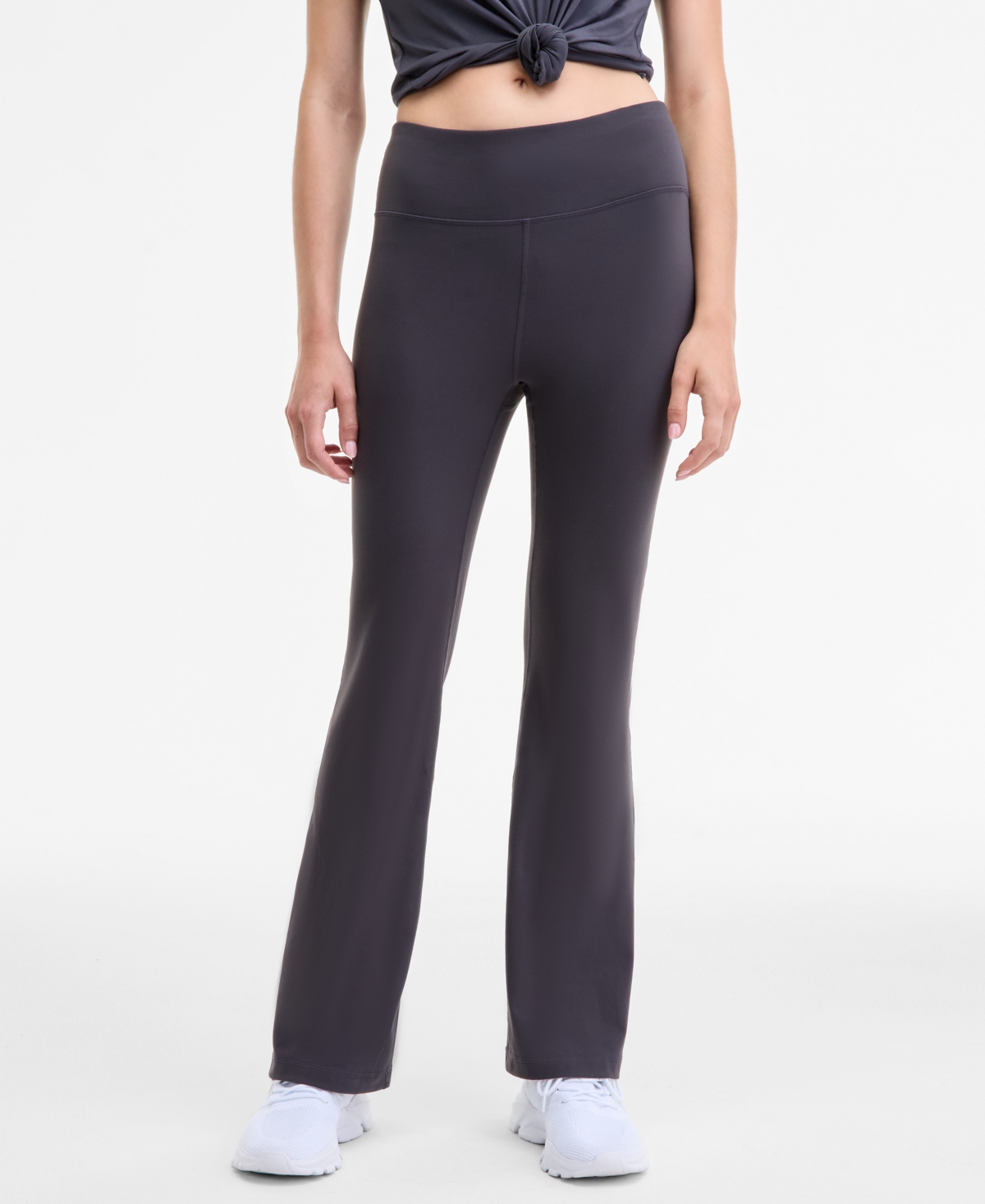 Women's Petite High Rise Flare Leggings, Created for Macy's - Deep Charcoal