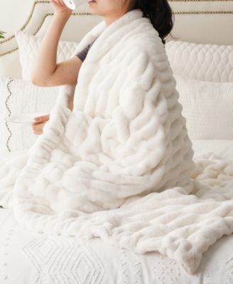Luxurious Reversible Rabbit Faux Fur Throw, 60" x 80"