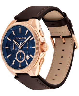 Men's Jackson Dark Brown Leather Calfskin Bracelet Watch, 44mm