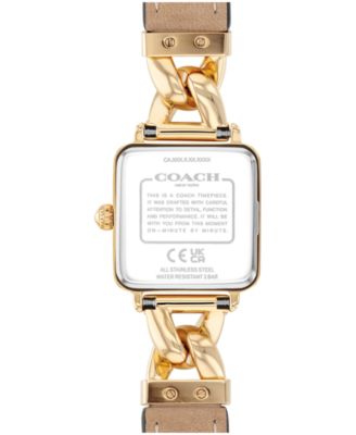 Women's Cass Gold Tone Stainless Steel and Saddle Leather Calfskin Strap Watch, 22mm
