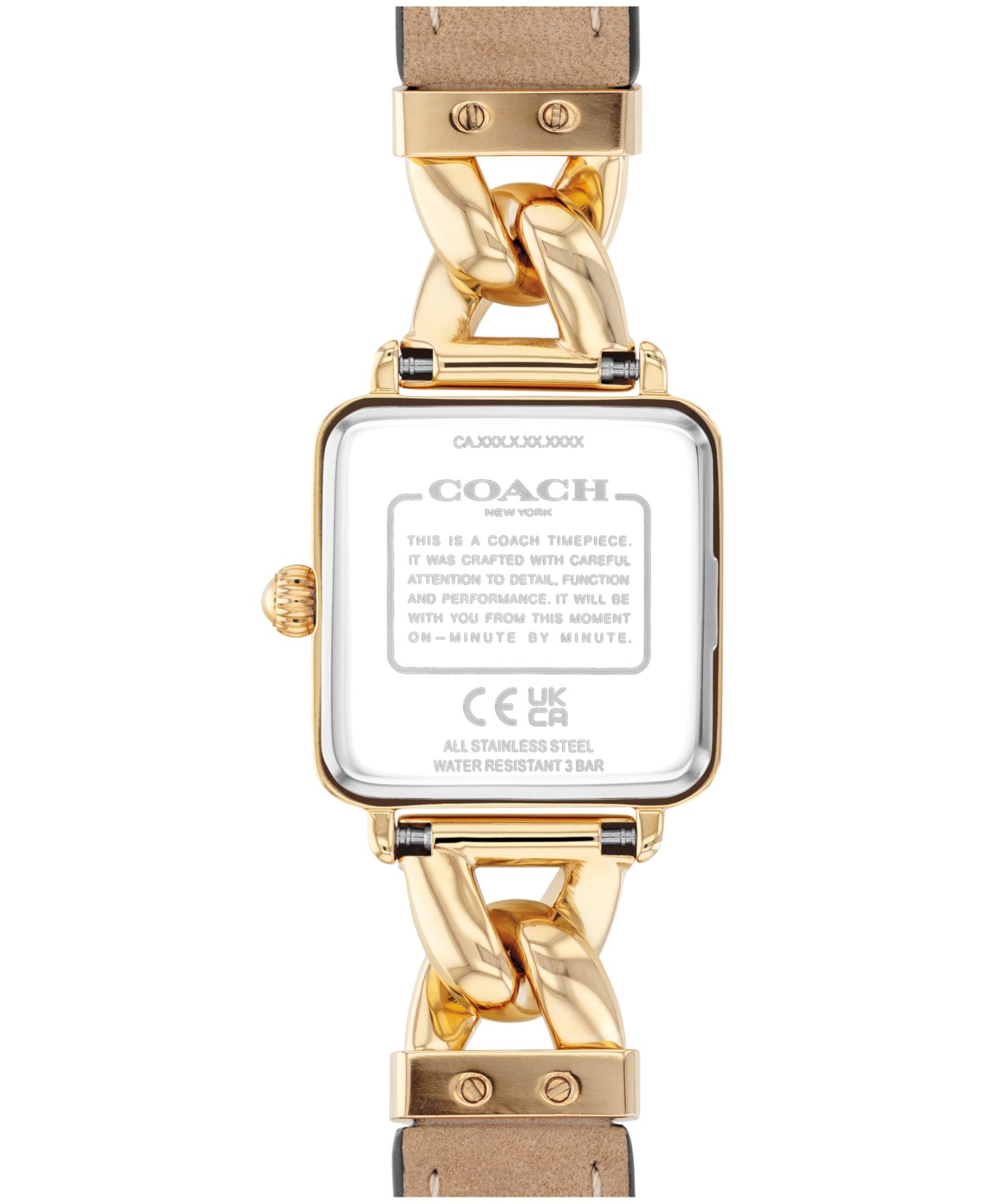 Женские часы COACH Cass Gold Tone Stainless Steel and Saddle Leather Calfskin Strap Watch, 22mm — фото 2
