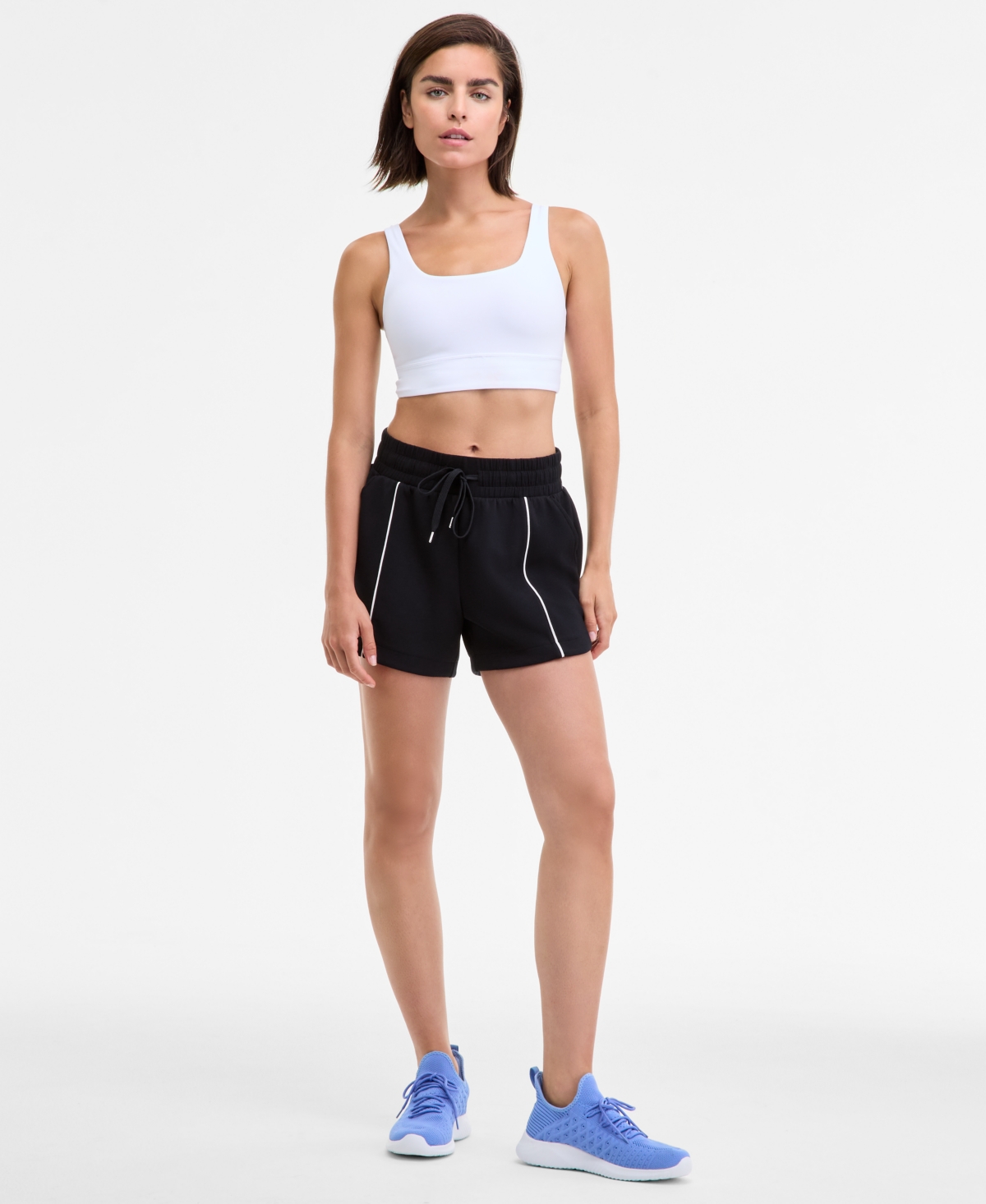 Id Ideology Women's Relaxed High-rise Butter-soft Shorts, Macy's Exclusive In Black