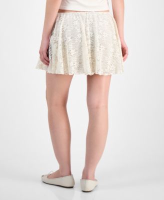 Juniors' Lace Pull-On Mini Skirt